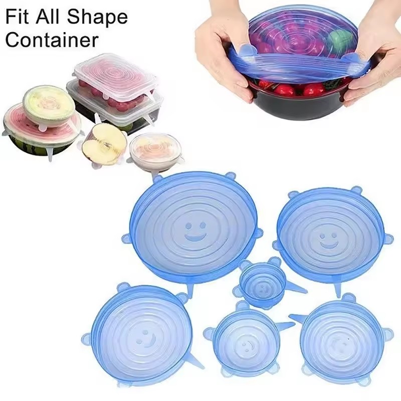 Silicone Stretch Lid - 6pcs Reusable Silicone Fresh-Keeping Cover Stretch