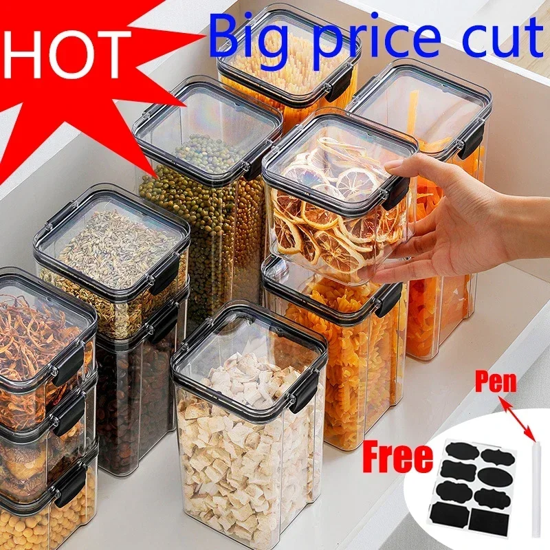Airtight Cereal Jar - 460-1800ml Sets Stackable Kitchen Sealed Jar