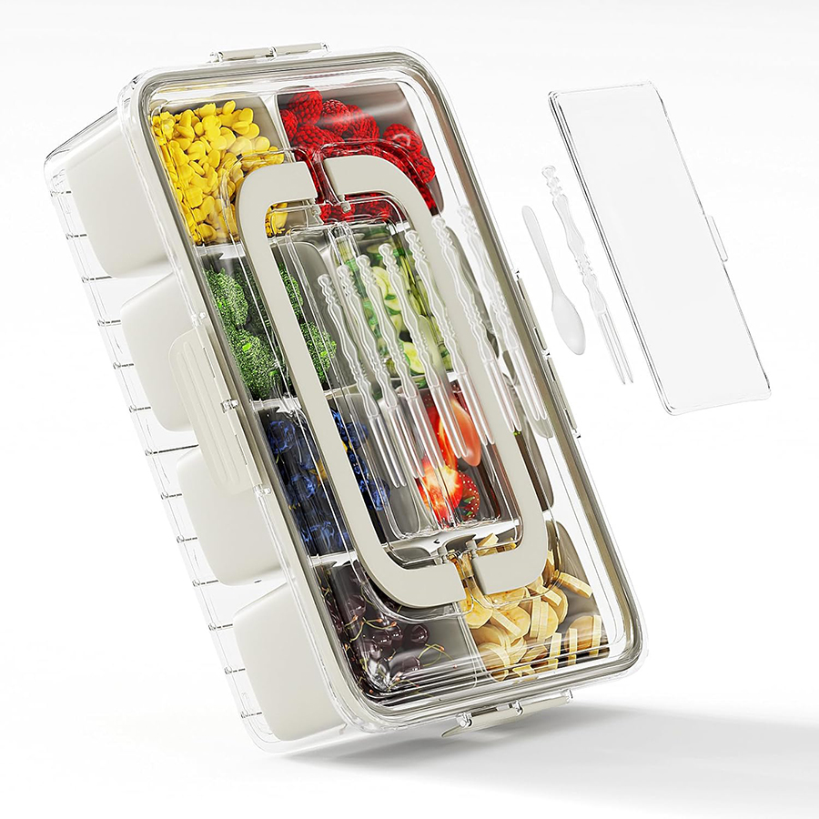 Food Storage Boxes With Lids - Snackle Box Container, Divided Serving Tray