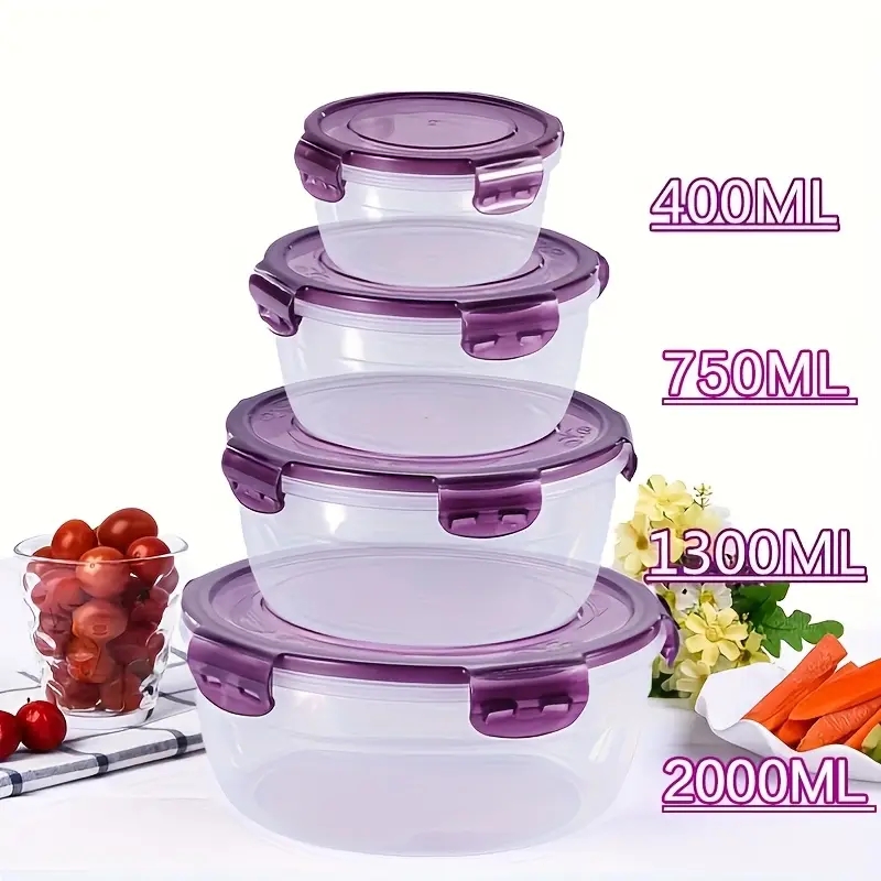 Food Storage Box Set - 4 Plastic Food Storage Containers, Lunch