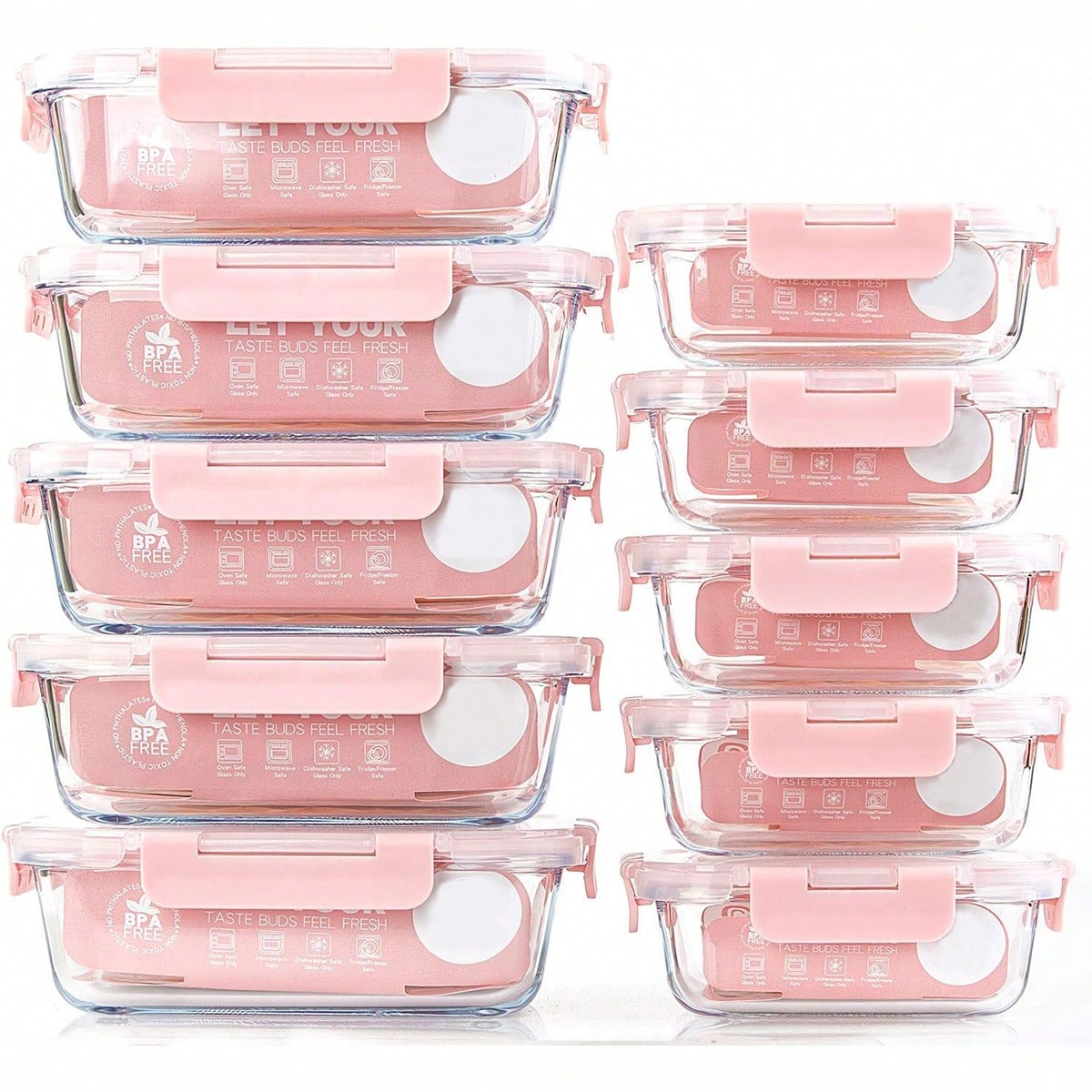 Food Storage Box Set - 10 Pack Glass Meal Prep Containers,