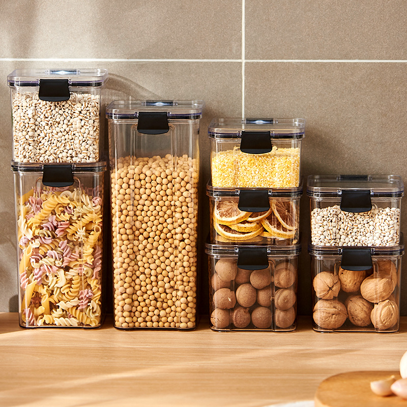 Airtight Cereal Jar - Sealed Jars Kitchen Grain Storage Organizer