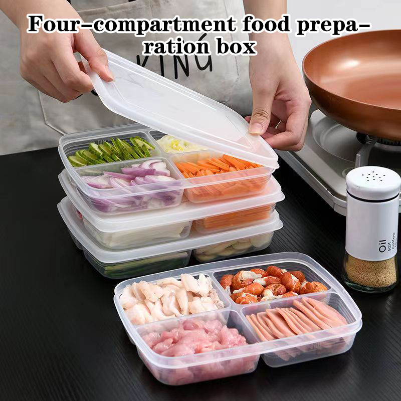 Food Storage With Dividers - New【4 Grids Plastic Storage Box Portable