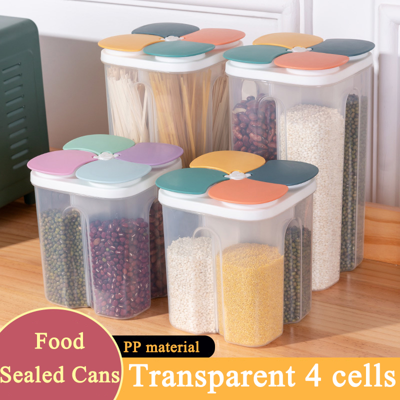 Airtight Cereal Jar - Kitchen Cereals Storage Box Plastic 4