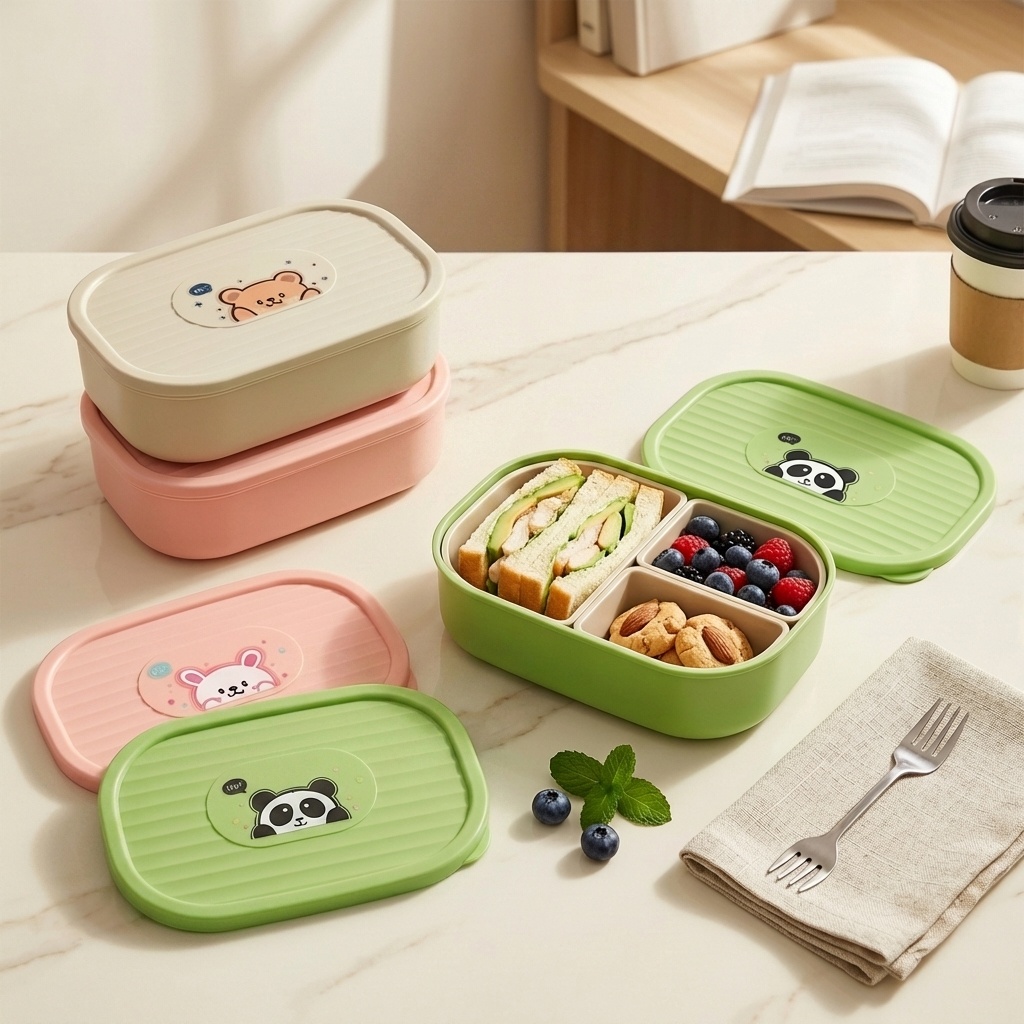 Food Storage Safety - Cute Plastic Divided Lunch Box For