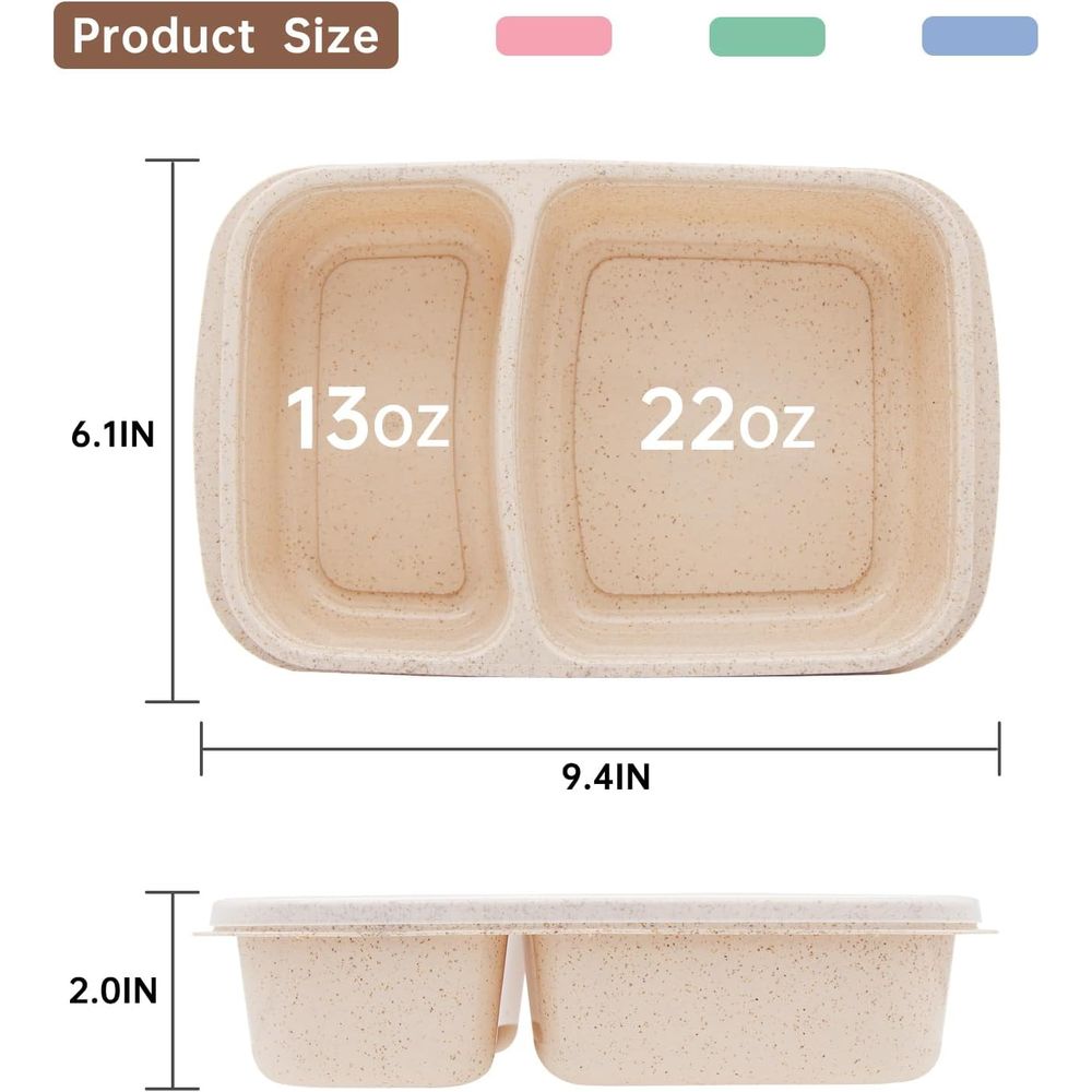 4 Pack Bento Lunch Box, 2 Comp - Food Storage Boxes With Lids 评论和价格