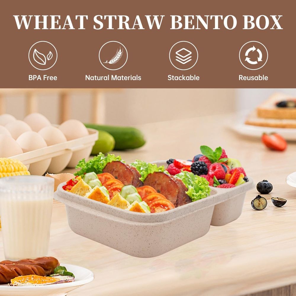 4 Pack Bento Lunch Box, 2 Comp - Food Storage Boxes With Lids 评论和价格
