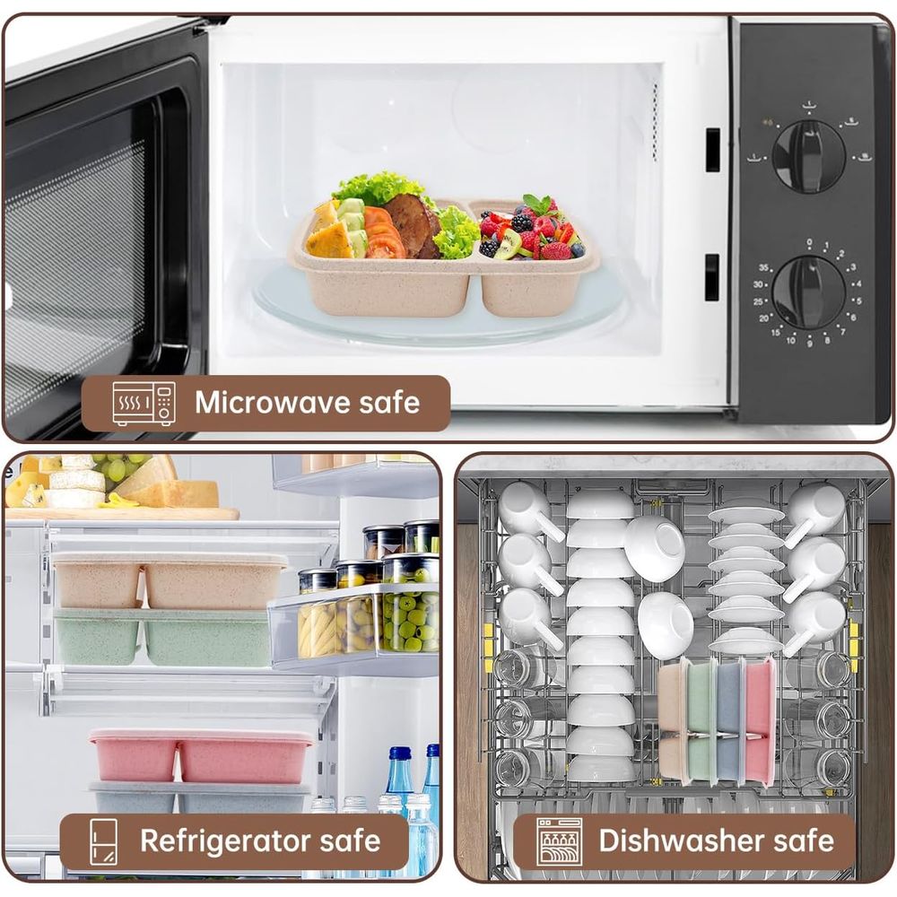 4 Pack Bento Lunch Box, 2 Comp - Food Storage Boxes With Lids 评论和价格
