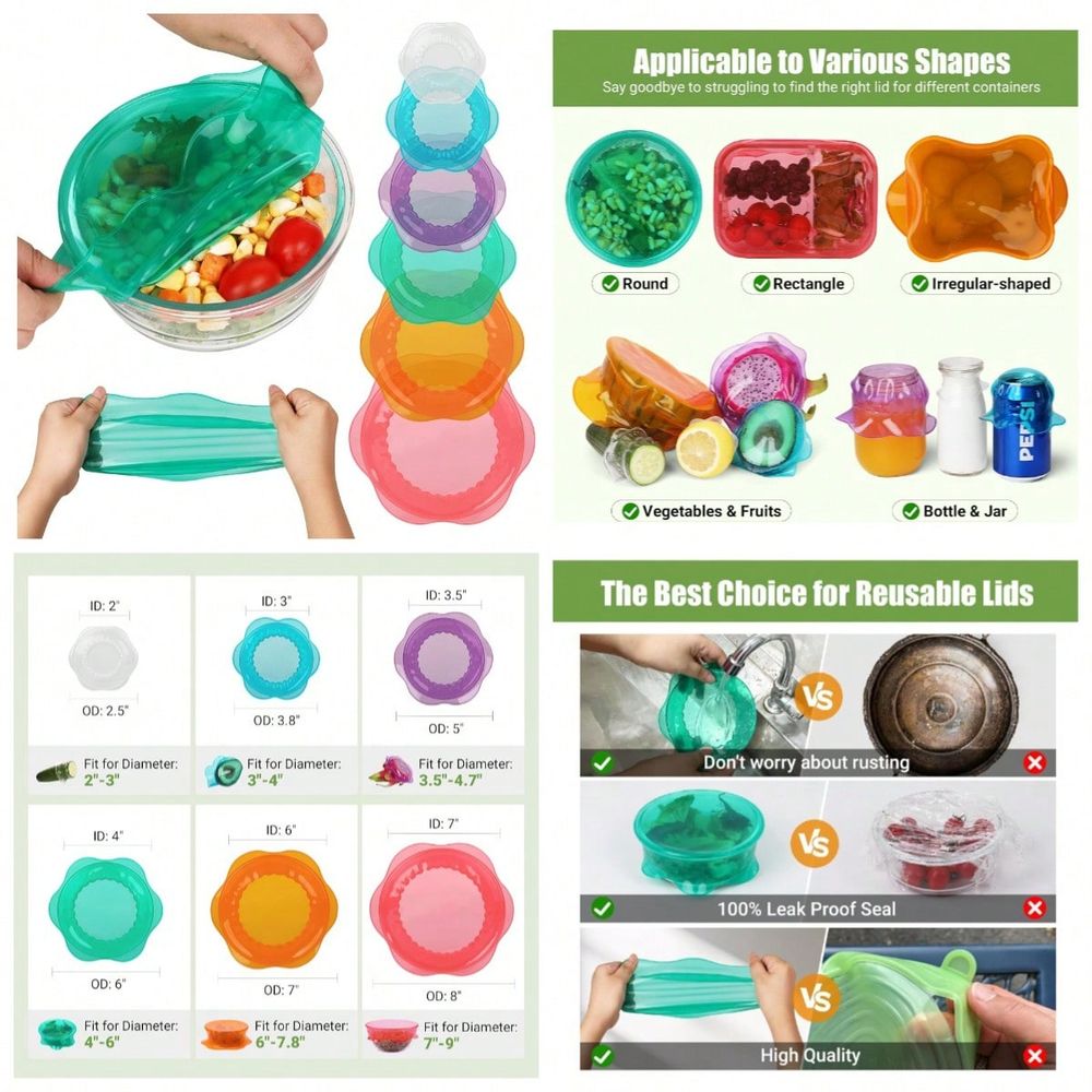 Stretch Lids For Food Storage  - Silicone Stretch Lid 评论和价格
