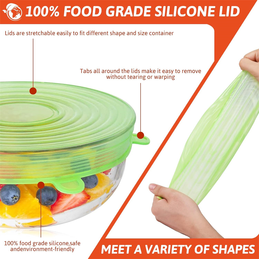 6Pcs Food Grade Silicone Prese - Silicone Stretch Lid 评论和价格