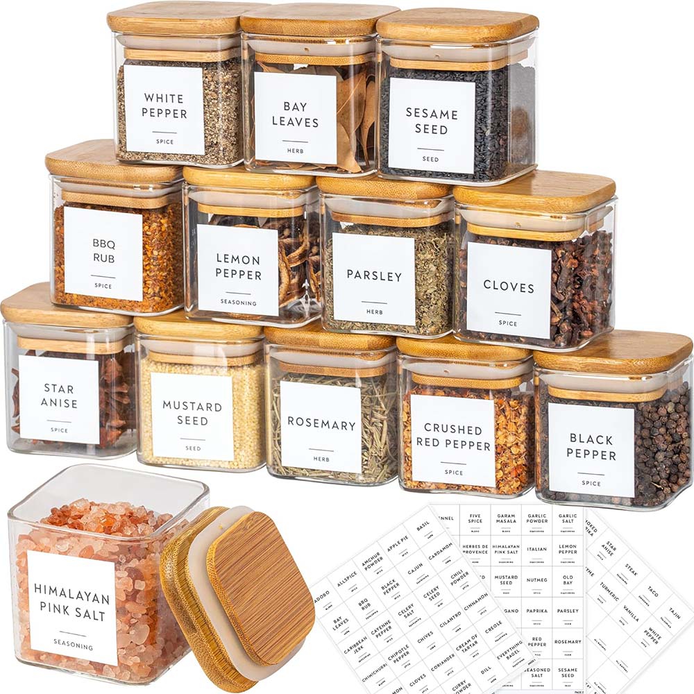 5oz Glass Jars Set with Spice  - Food Storage Jar Labels 评论和价格