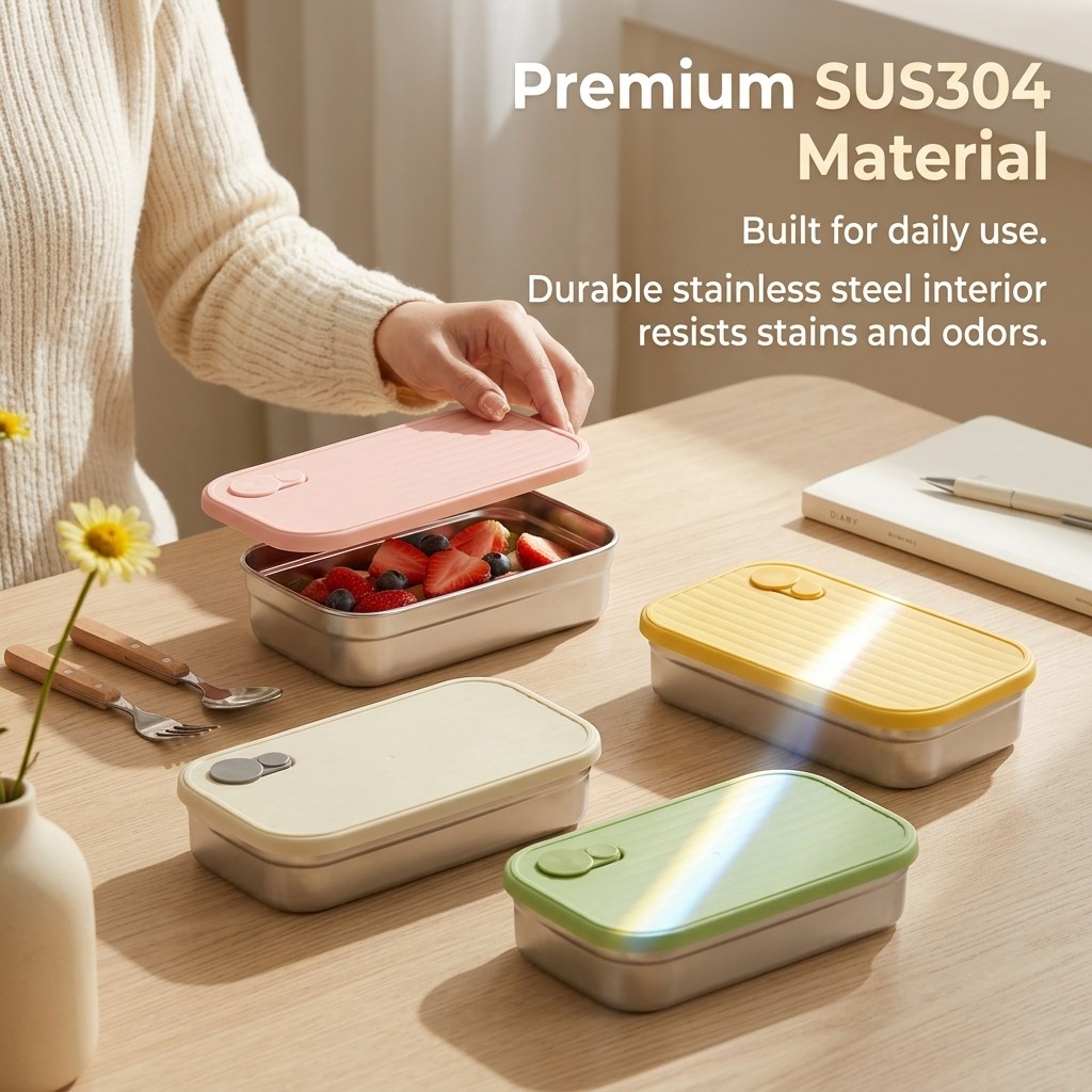 Stainless Steel Bento Box Meta - Food Storage Box Set 评论和价格