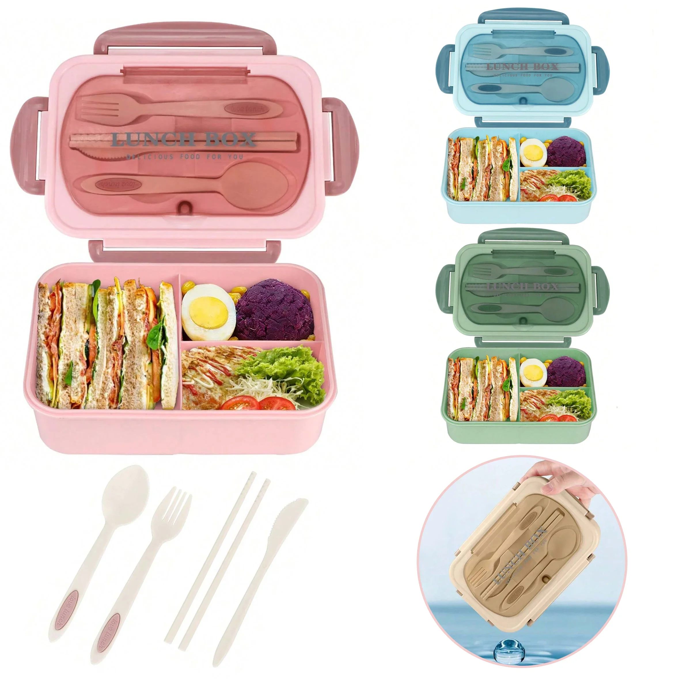 Adult Bento Box with 3 Compart - Food Storage Safety 评论和价格