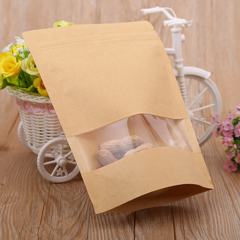 50Pcs Standing Kraft Paper Zip - Food Storage And 评论和价格