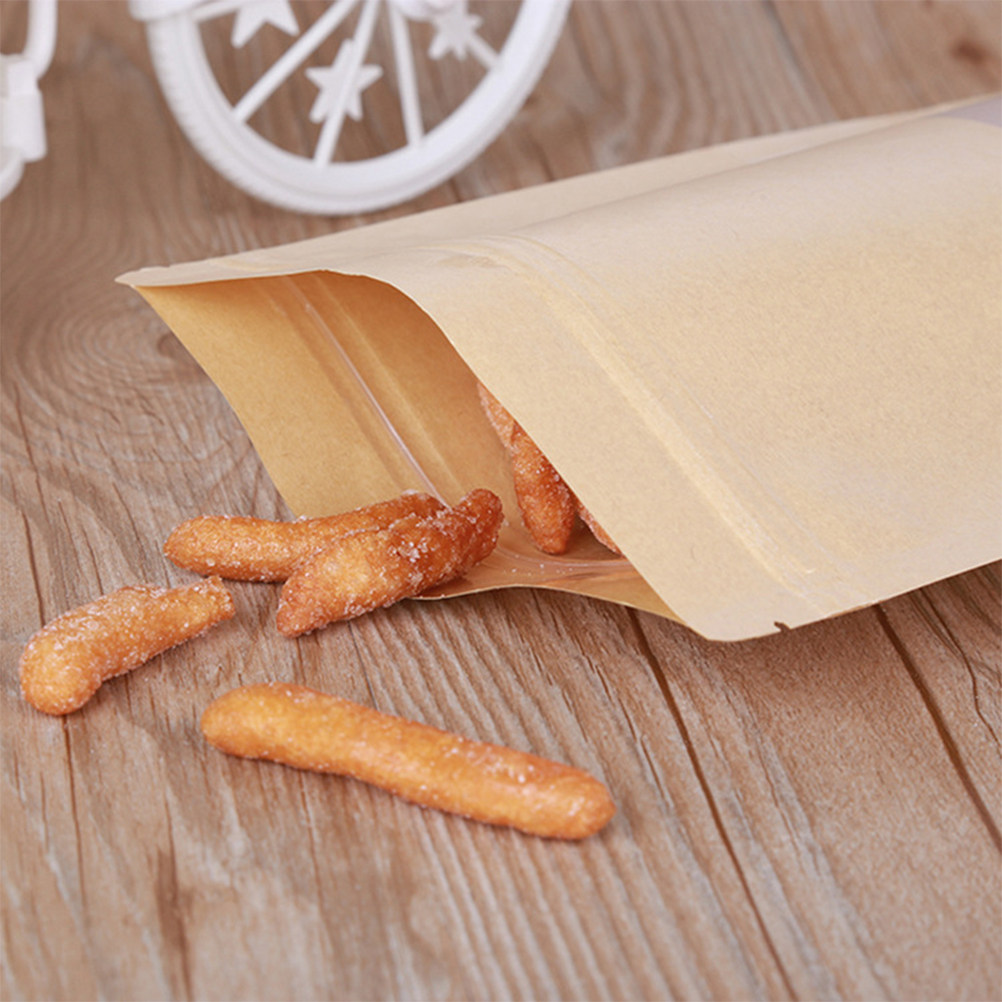 50Pcs Standing Kraft Paper Zip - Food Storage And 评论和价格