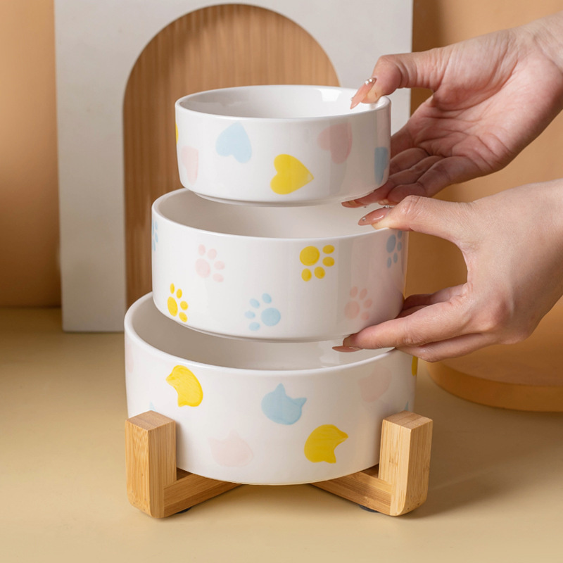 Ceramics Dog Bowl with Wood Ma - Food Storage Safety 评论和价格