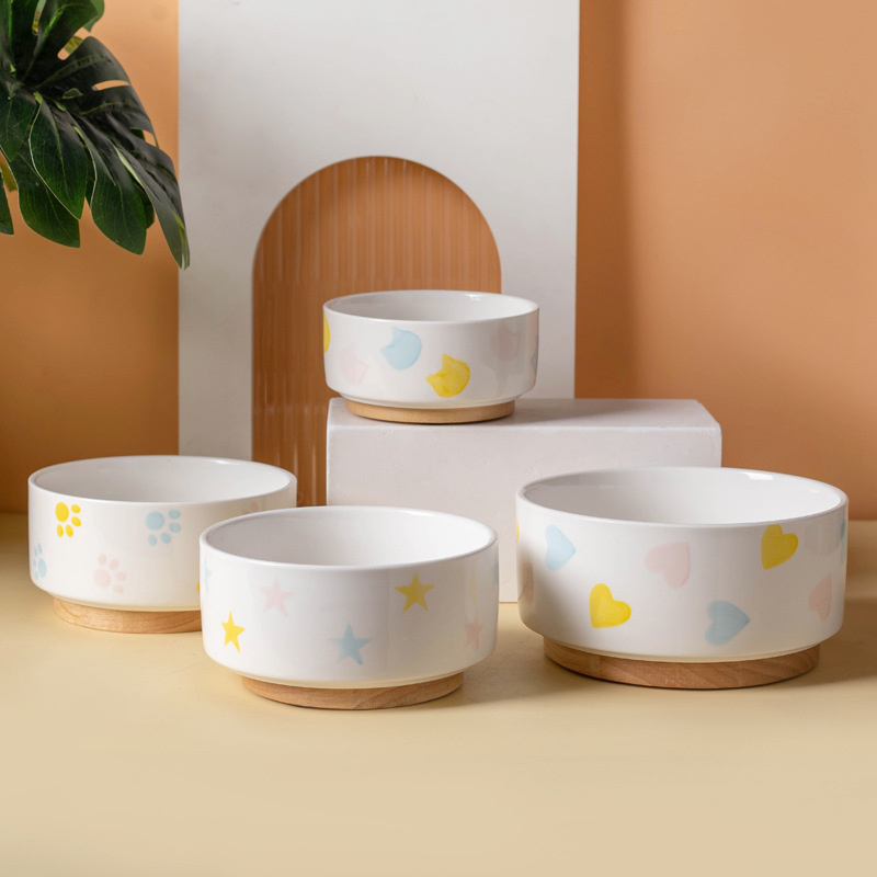 Ceramics Dog Bowl with Wood Ma - Food Storage Safety 评论和价格