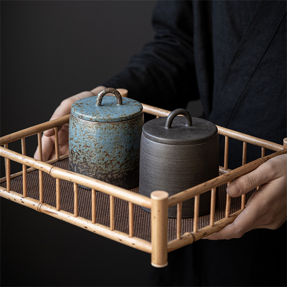 Ceramic Tea Caddy Sealed Jar S - Food Storage With Dividers 评论和价格