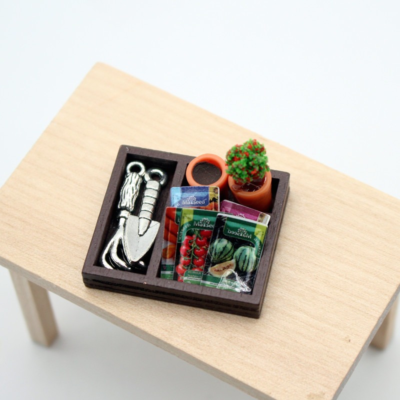 Dollhouse Gardening Wooden Box - Food Storage Plants 评论和价格