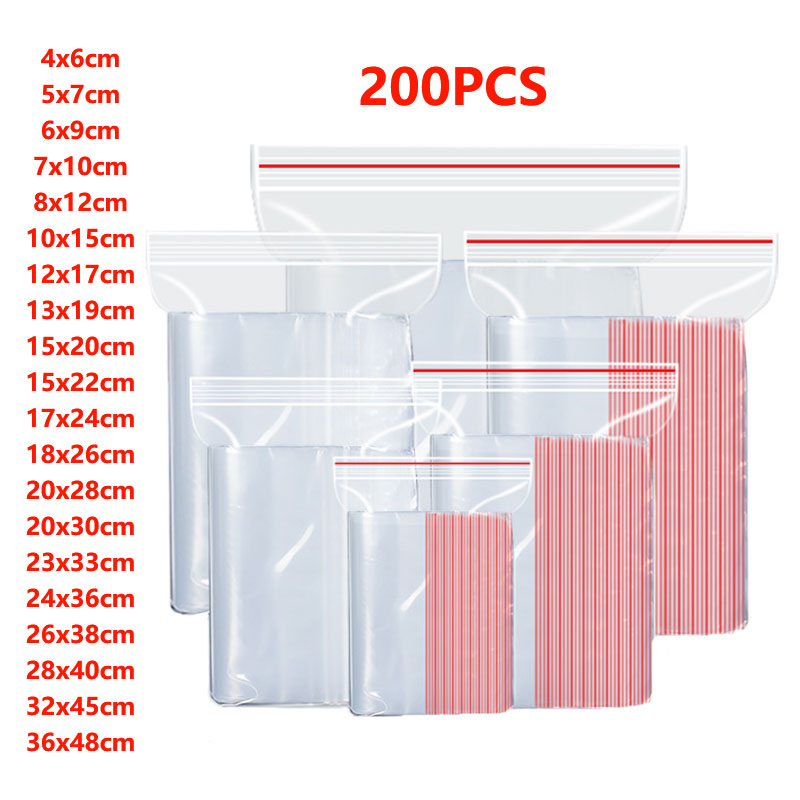 100/200Pcs Small Zip Lock Plas - Food Storage Locker 评论和价格