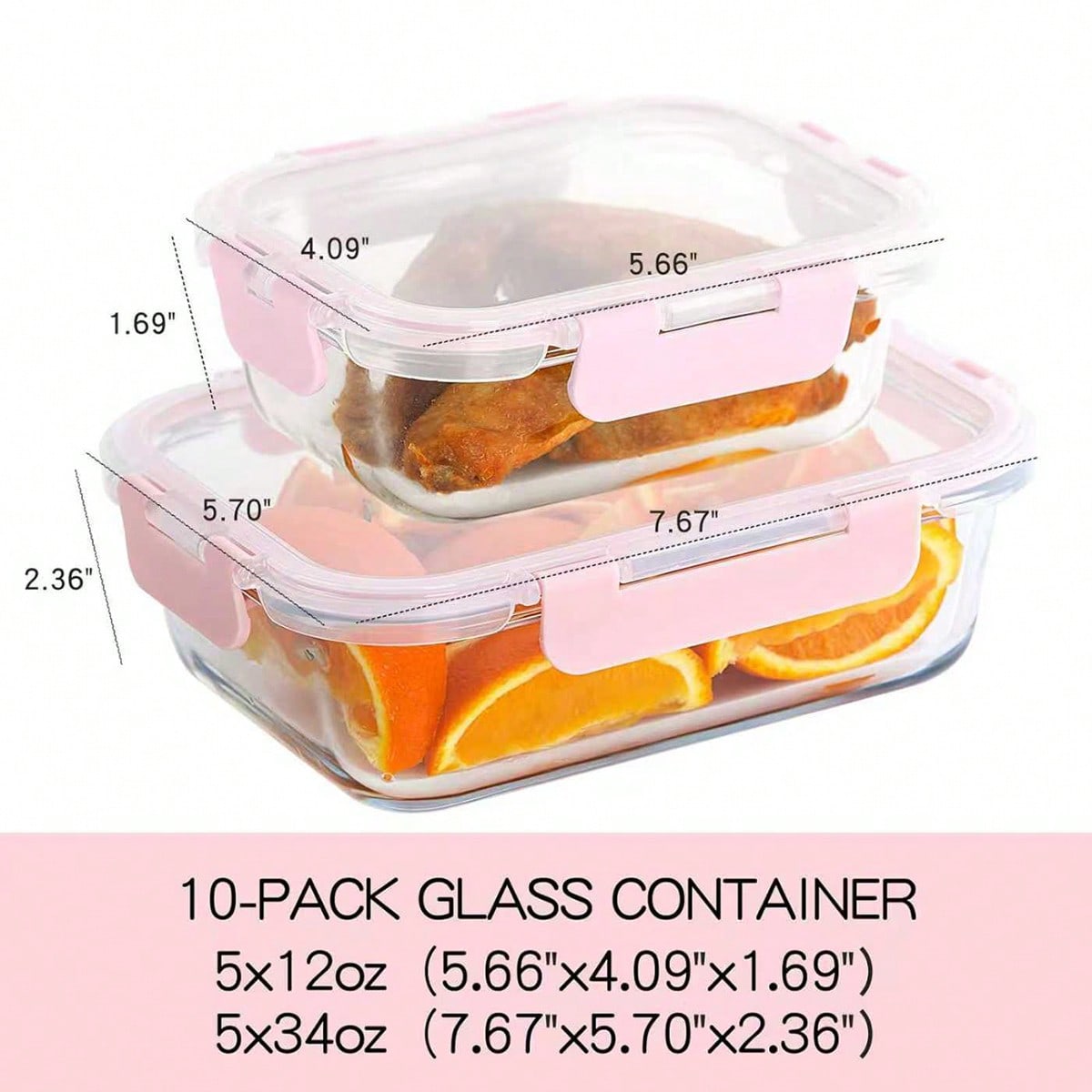 10 Pack Glass Meal Prep Contai - Food Storage Box Set 评论和价格