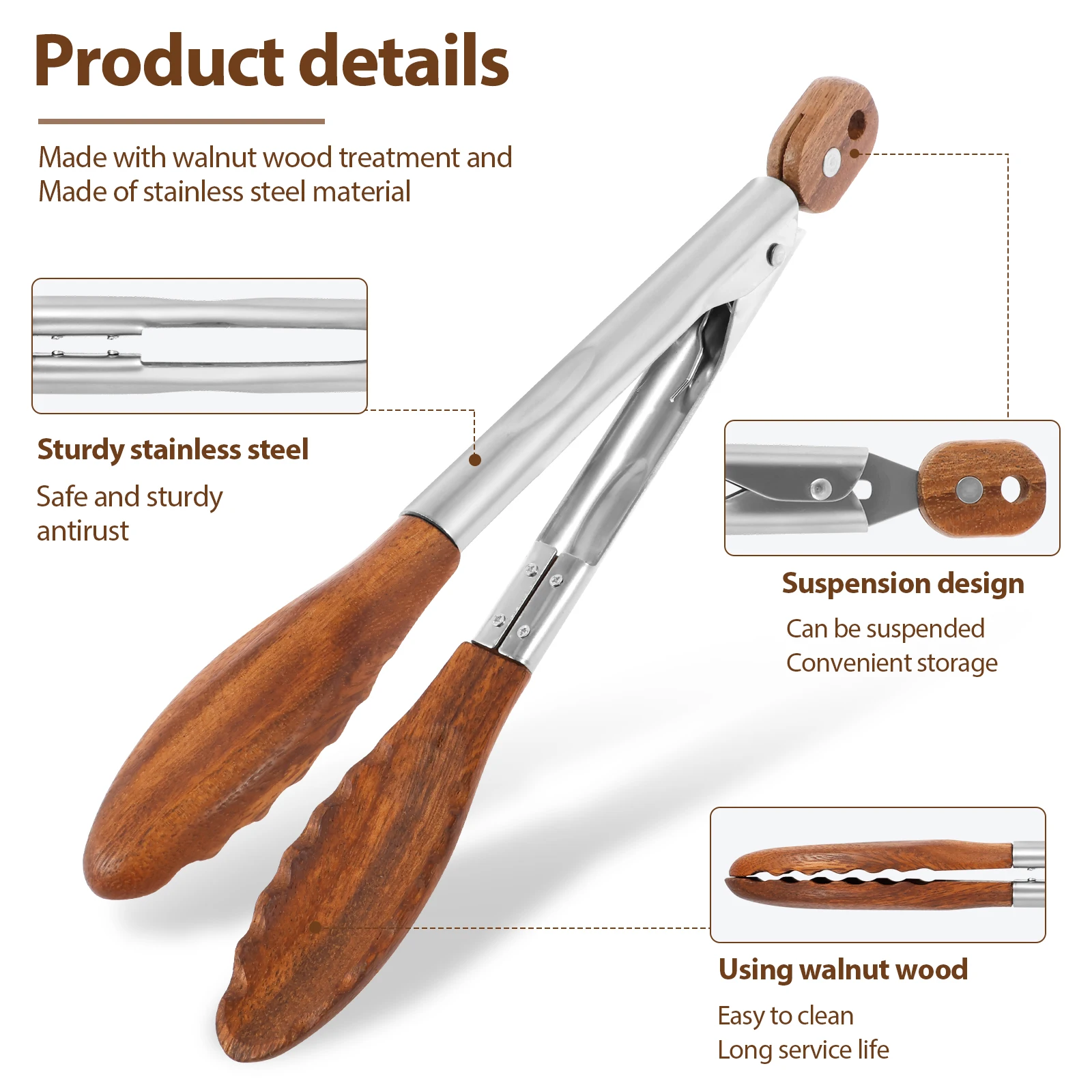 2Pcs Wood Food Tongs Rustproof - Storage Tips For Food 评论和价格