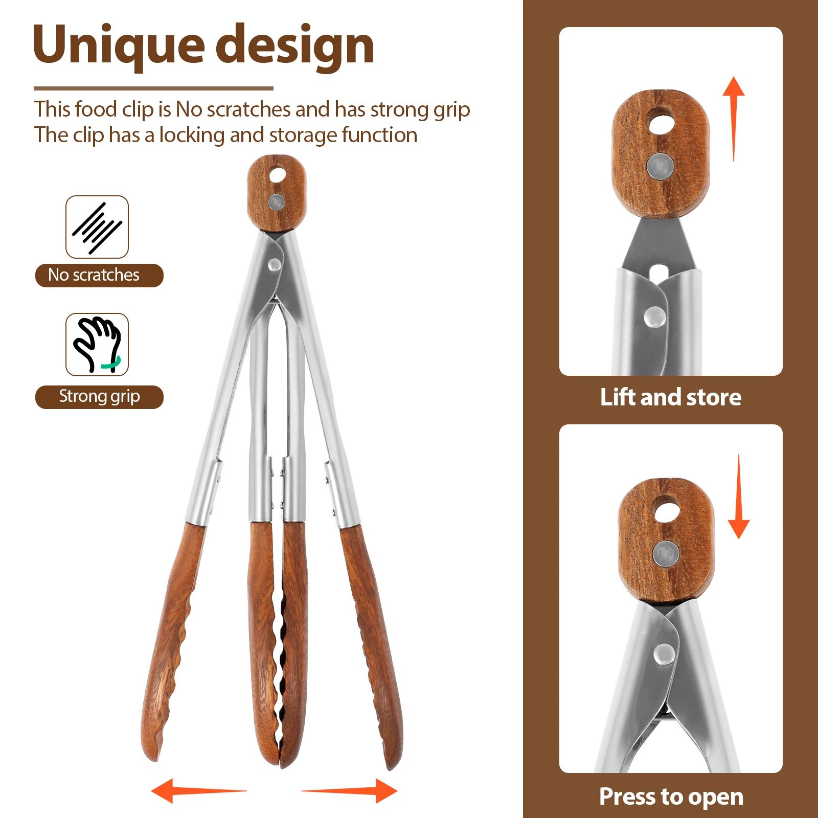 2Pcs Wood Food Tongs Rustproof - Storage Tips For Food 评论和价格