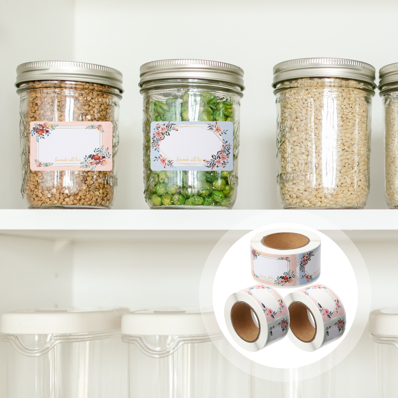 3 Rolls Blank Sticker Labels F - Food Storage Jar Labels 评论和价格