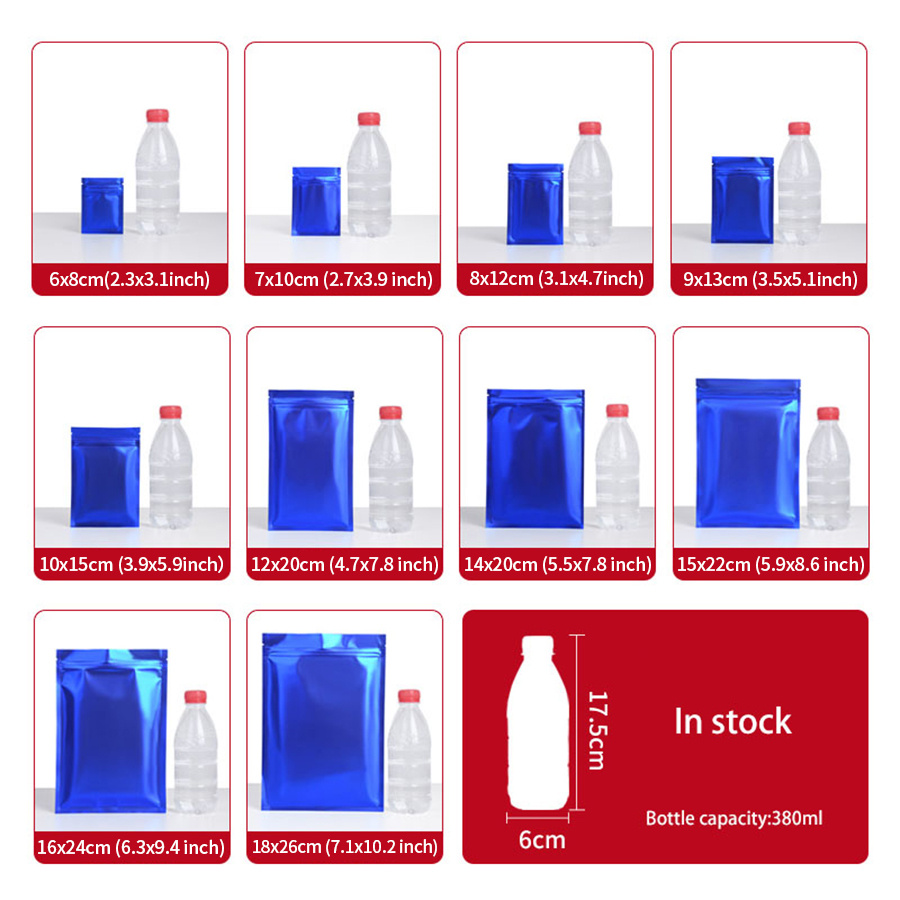 100pcs Matte Blue Foil Zipper  - Food Storage And 评论和价格