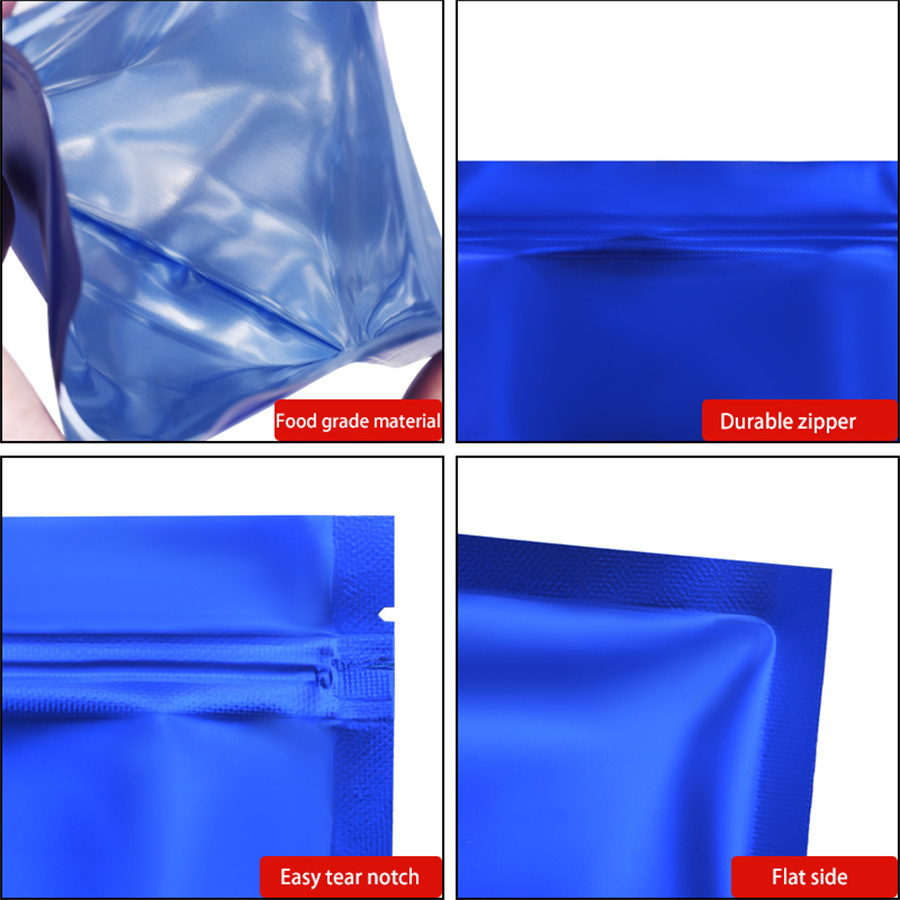 100pcs Matte Blue Foil Zipper  - Food Storage And 评论和价格