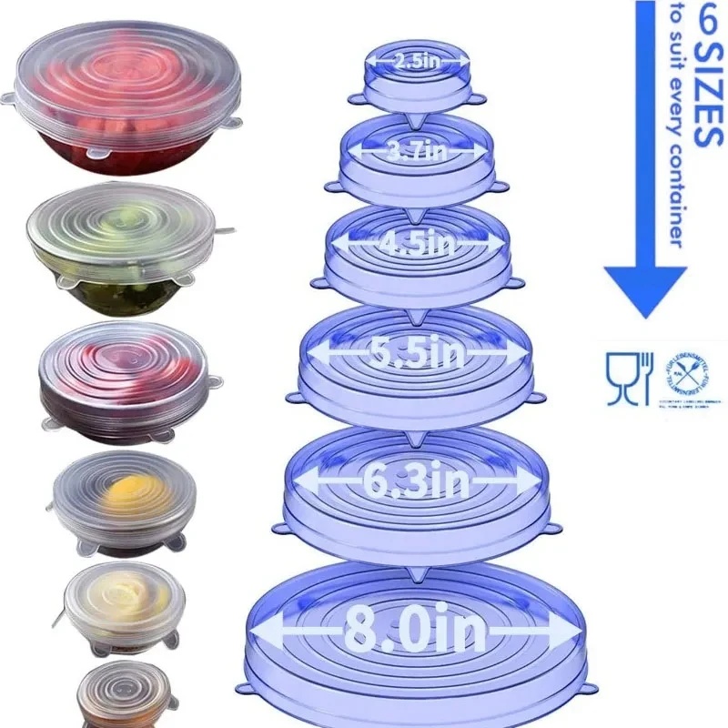 1/2set Reusable Silicone Cover - Silicone Stretch Lid 评论和价格