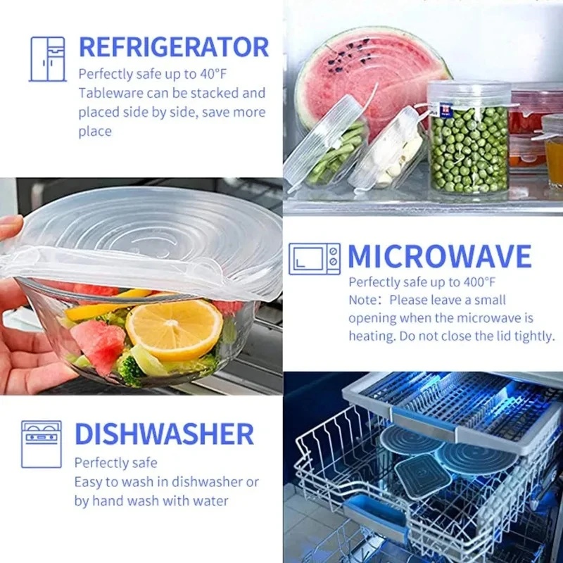 1/2set Reusable Silicone Cover - Silicone Stretch Lid 评论和价格
