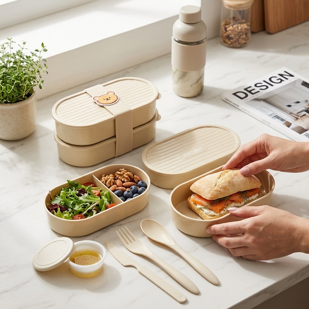Double Layer Oval Lunch Box Wi - Food Storage Safety 评论和价格