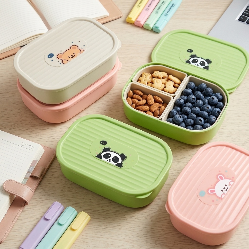 Cute Plastic Divided Lunch Box - Food Storage Safety 评论和价格