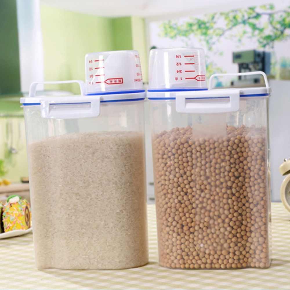 2PCS Convenient pp Rice Storag - Airtight Cereal Jar 评论和价格