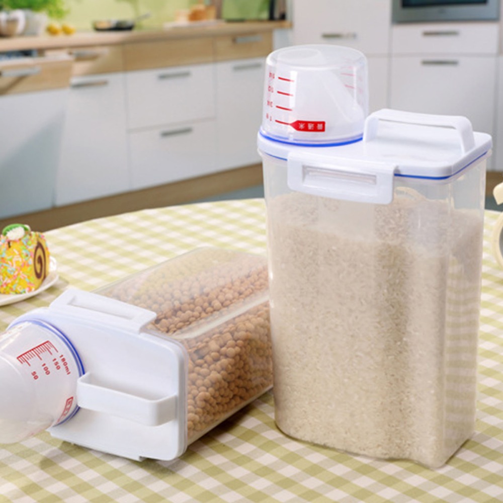 2PCS Convenient pp Rice Storag - Airtight Cereal Jar 评论和价格